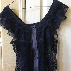 Free People navy lace delicate top